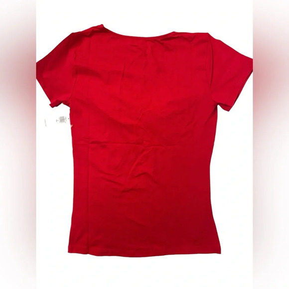 NWT Old Navy Fitted Twist Front Top, Short Sleeved, Robbie Red, Small Tall - Picture 7 of 9